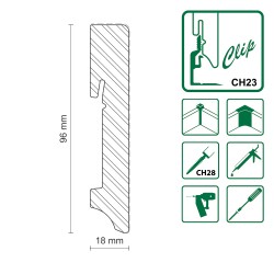 96x18mm L0157 Medinės dažytos baltos grindjuostės