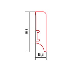 60x15.5mm P6P BALTOS Medinės grindjuostės