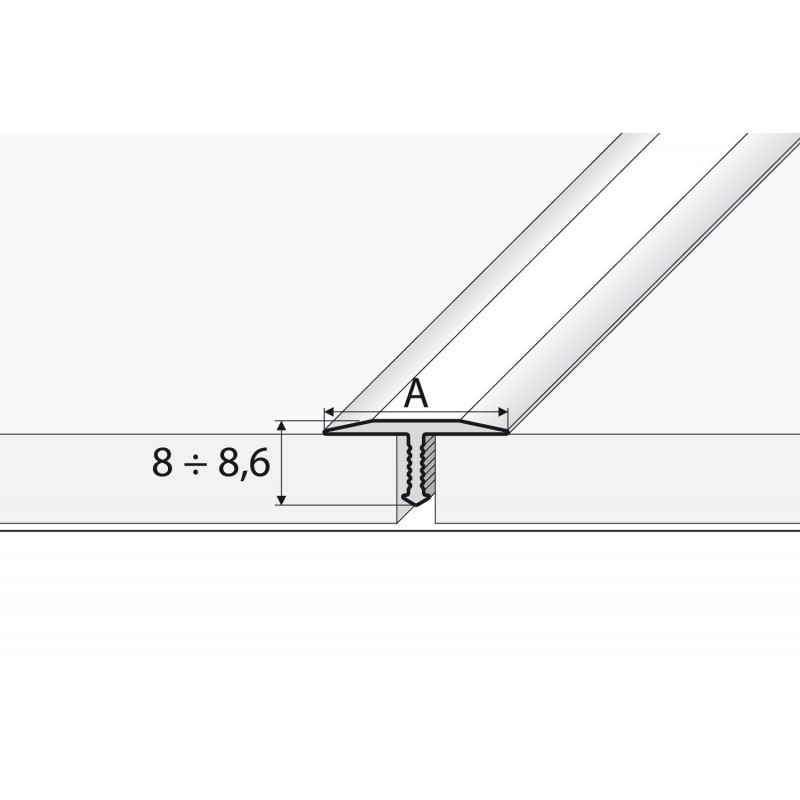 18mm 250cm ĮVAIRIŲ MEDŽIO SPALVŲ T FORMOS ALIUMINIS SUJUNGIMO PROFILIS