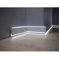 100x30 LB3 LED MDF dažytos baltos grindjuostės LED apšvietimui